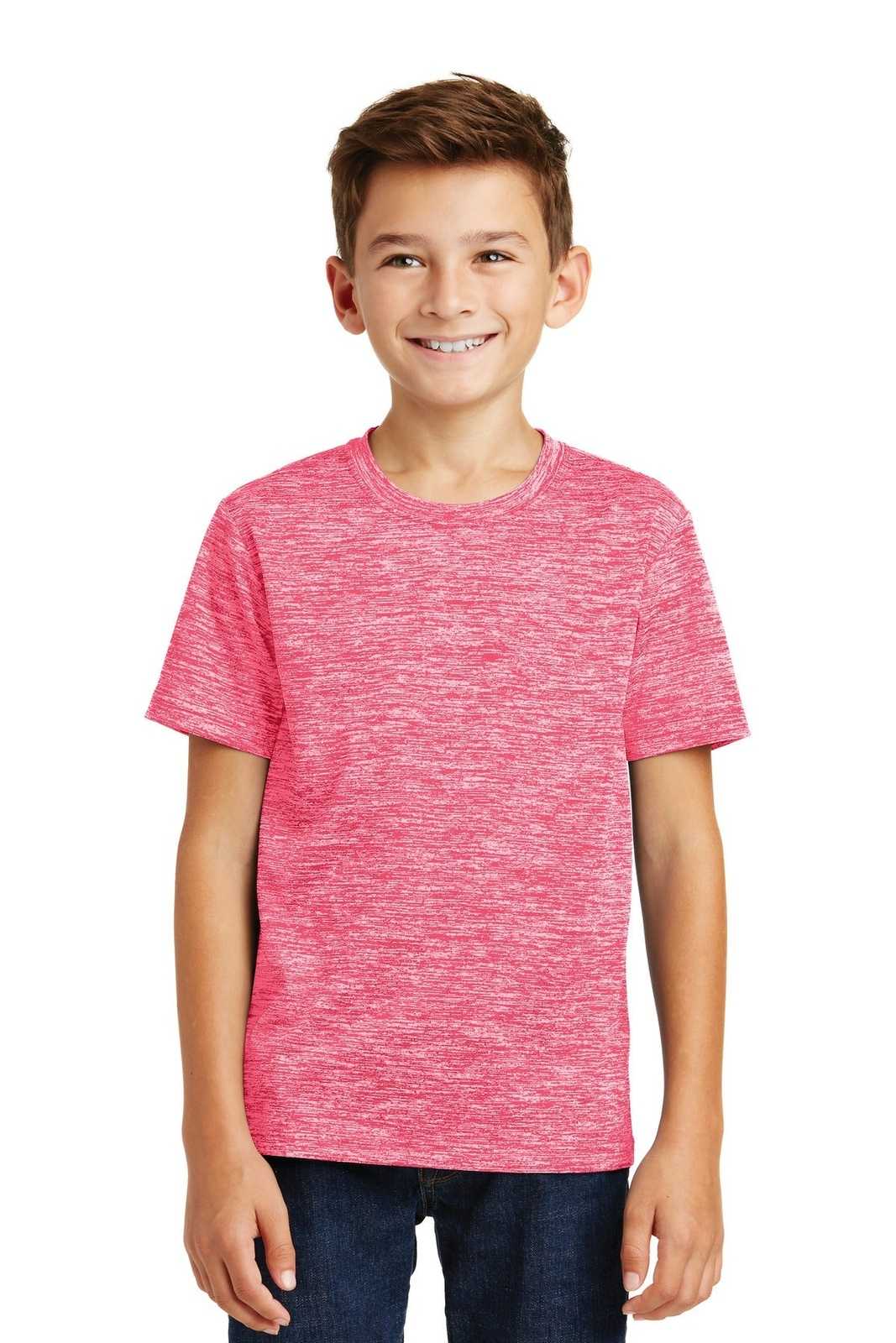 Sport-Tek YST390 Youth PosiCharge Electric Heather Tee - Power Pink Electric - HIT a Double - 1