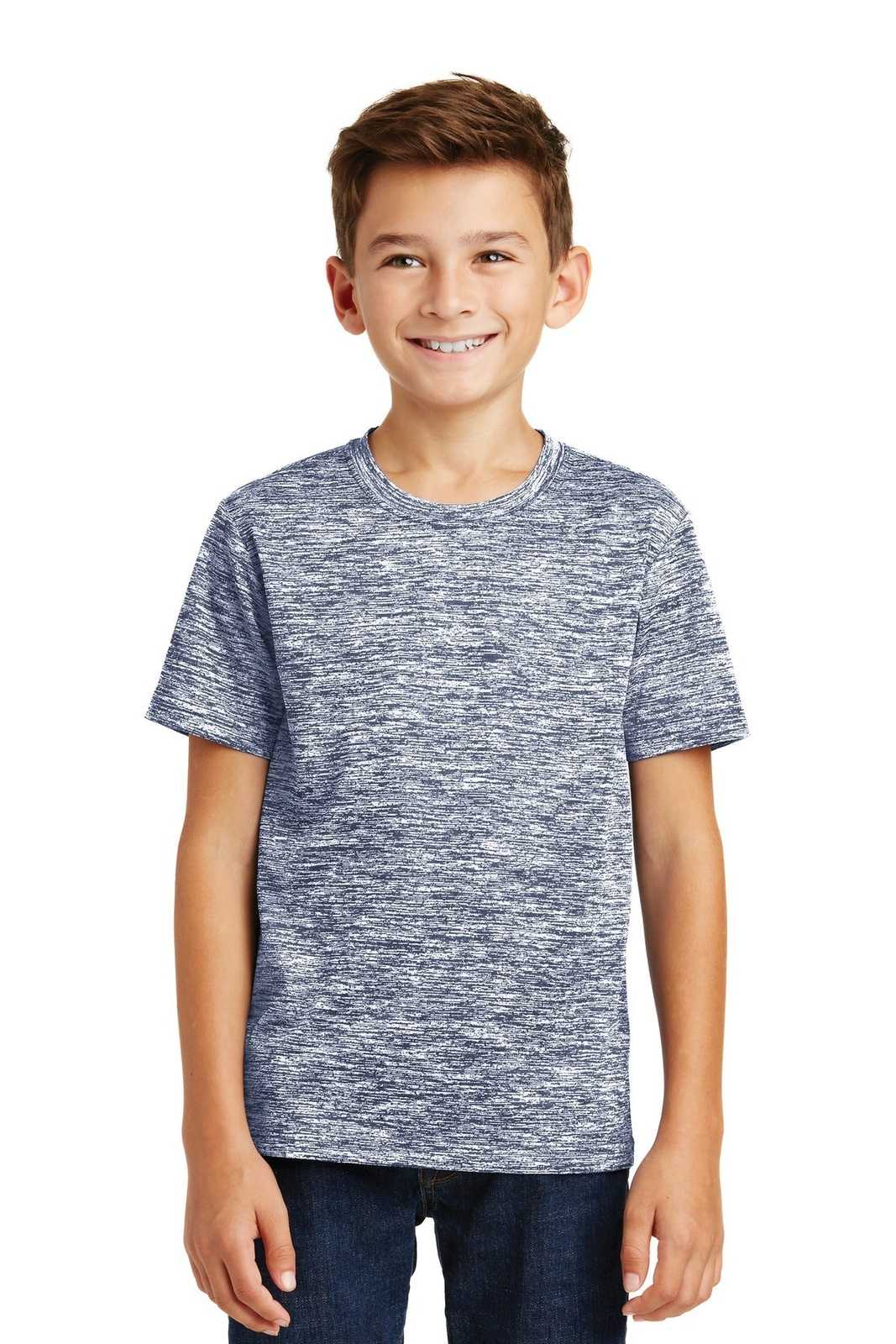Sport-Tek YST390 Youth PosiCharge Electric Heather Tee - True Navy Electric - HIT a Double - 1