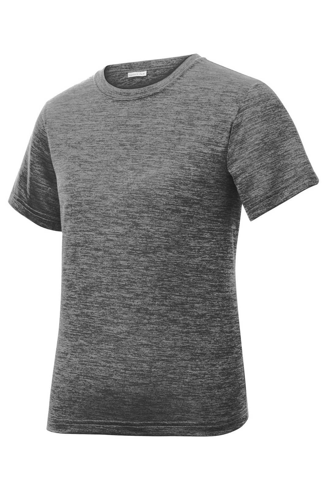 Sport-Tek YST390 Youth Posicharge Electric Heather Tee - Grey-Black Electric - HIT a Double - 2