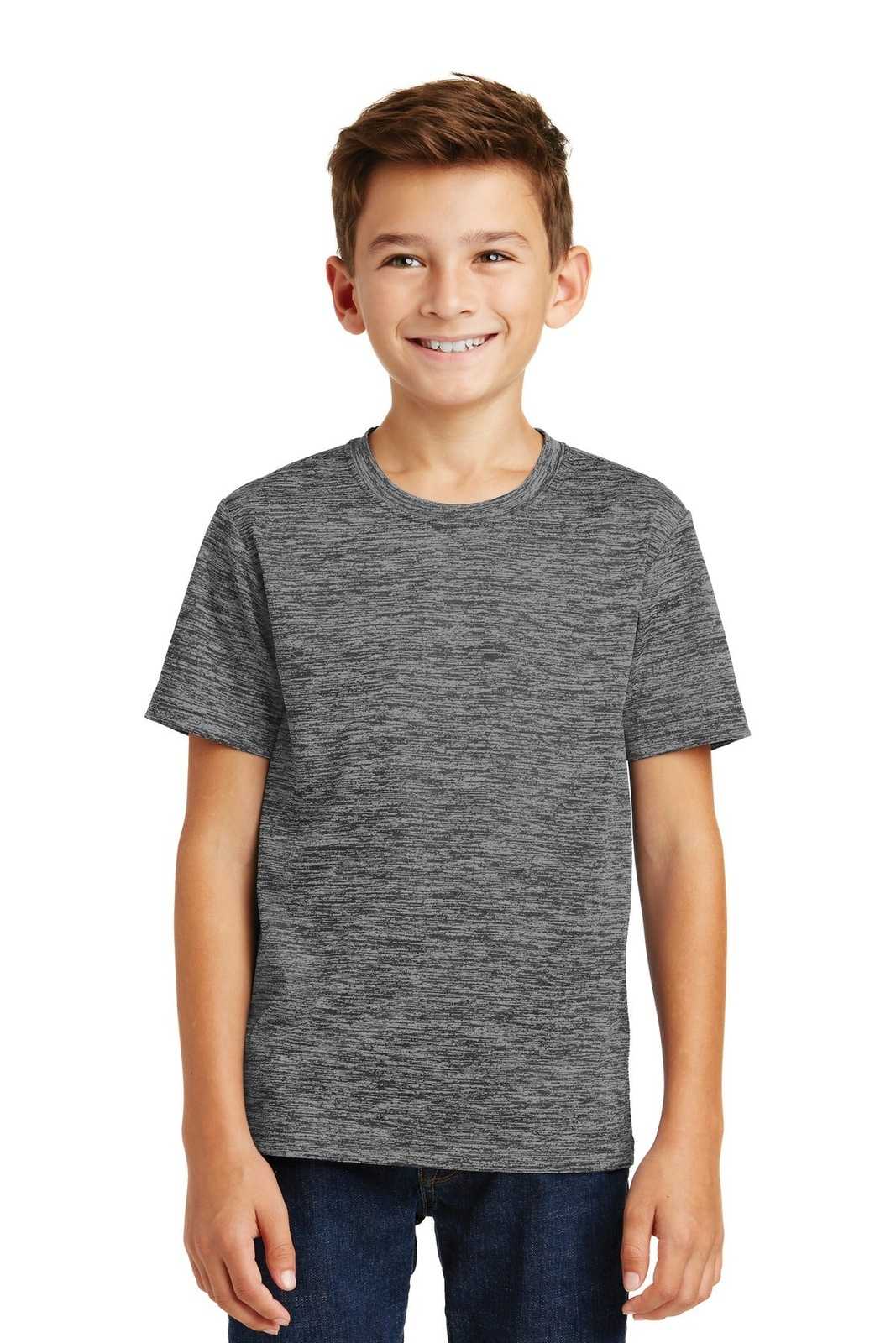 Sport-Tek YST390 Youth Posicharge Electric Heather Tee - Grey-Black Electric - HIT a Double - 1