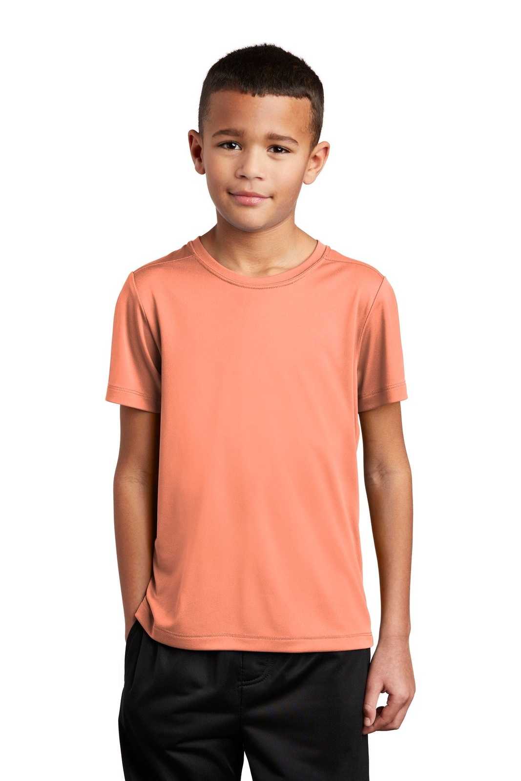 Sport-Tek YST420 Youth Posi-UV Pro Tee - Soft Coral - HIT a Double - 1