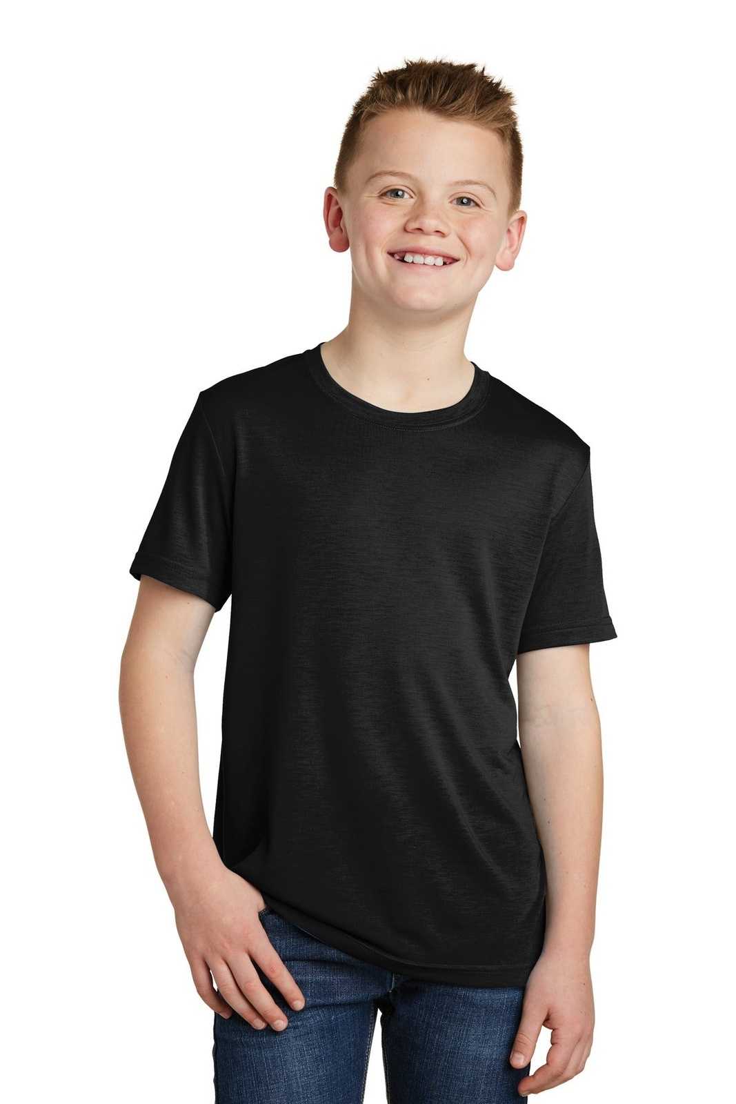 Sport-Tek YST450 Youth PosiCharge Competitor Cotton Touch Tee - Black - HIT a Double - 1