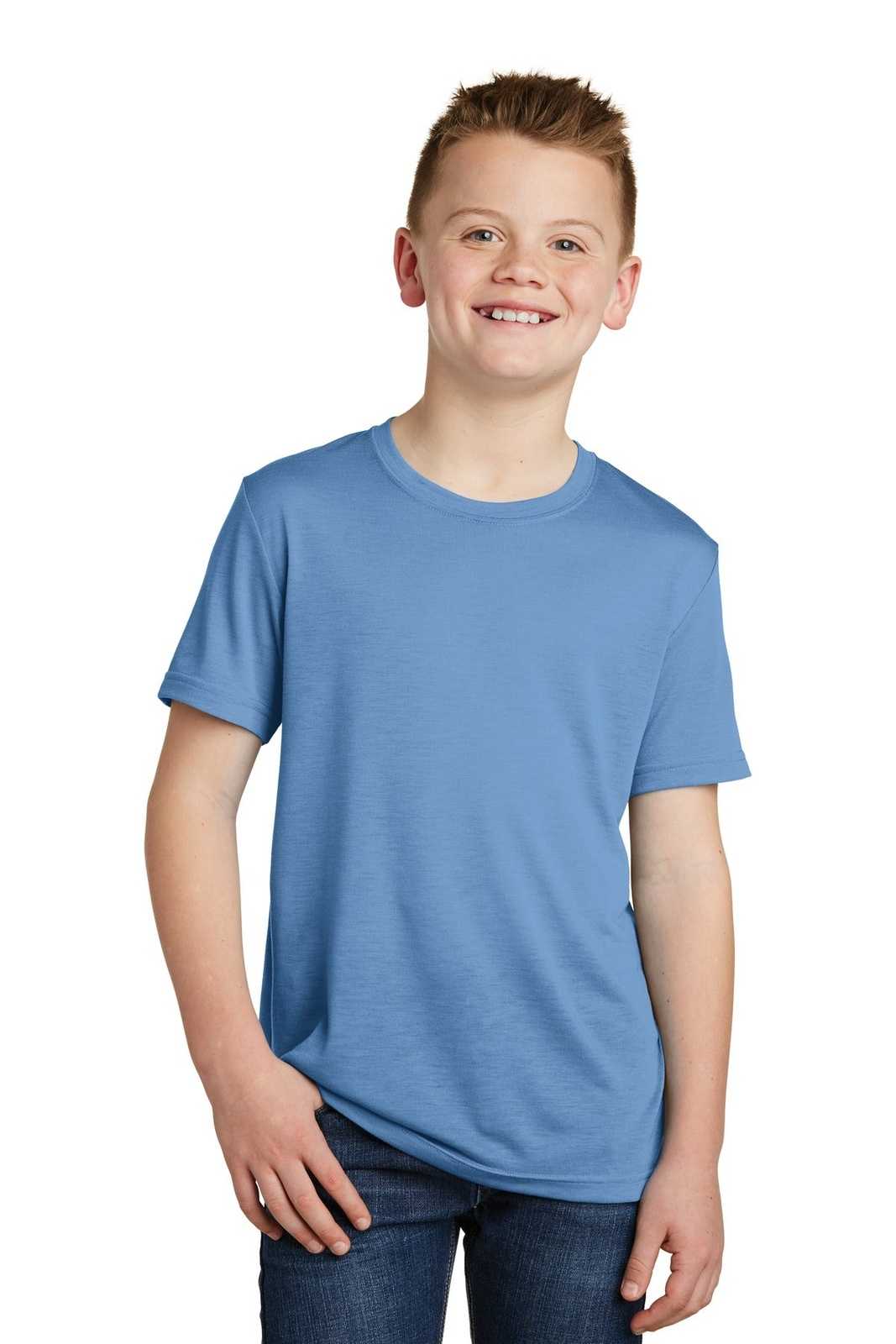 Sport-Tek YST450 Youth PosiCharge Competitor Cotton Touch Tee - Carolina Blue - HIT a Double - 1