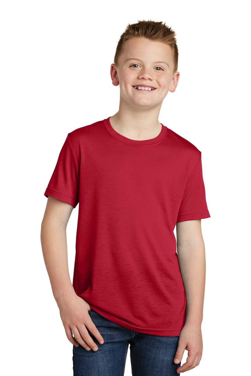Sport-Tek YST450 Youth PosiCharge Competitor Cotton Touch Tee - Deep Red - HIT a Double - 1