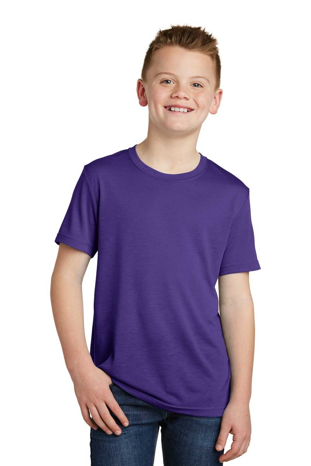 Sport-Tek YST450 Youth PosiCharge Competitor Cotton Touch Tee - Purple - HIT a Double - 1