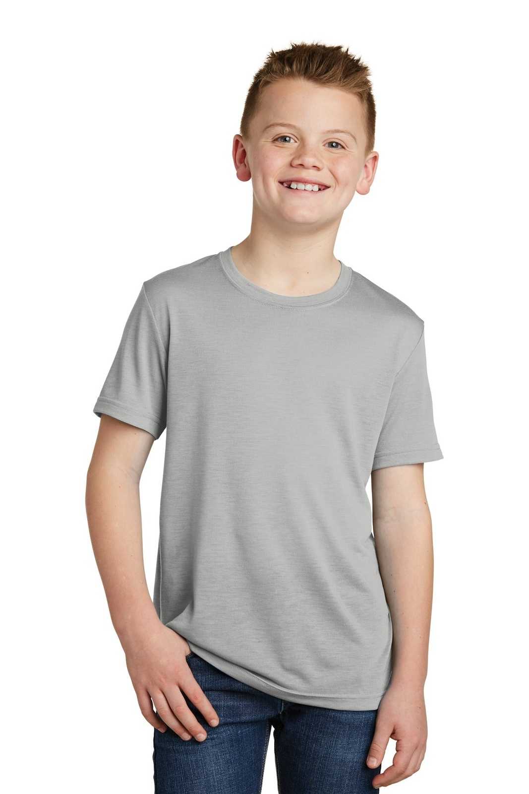 Sport-Tek YST450 Youth PosiCharge Competitor Cotton Touch Tee - Silver - HIT a Double - 1