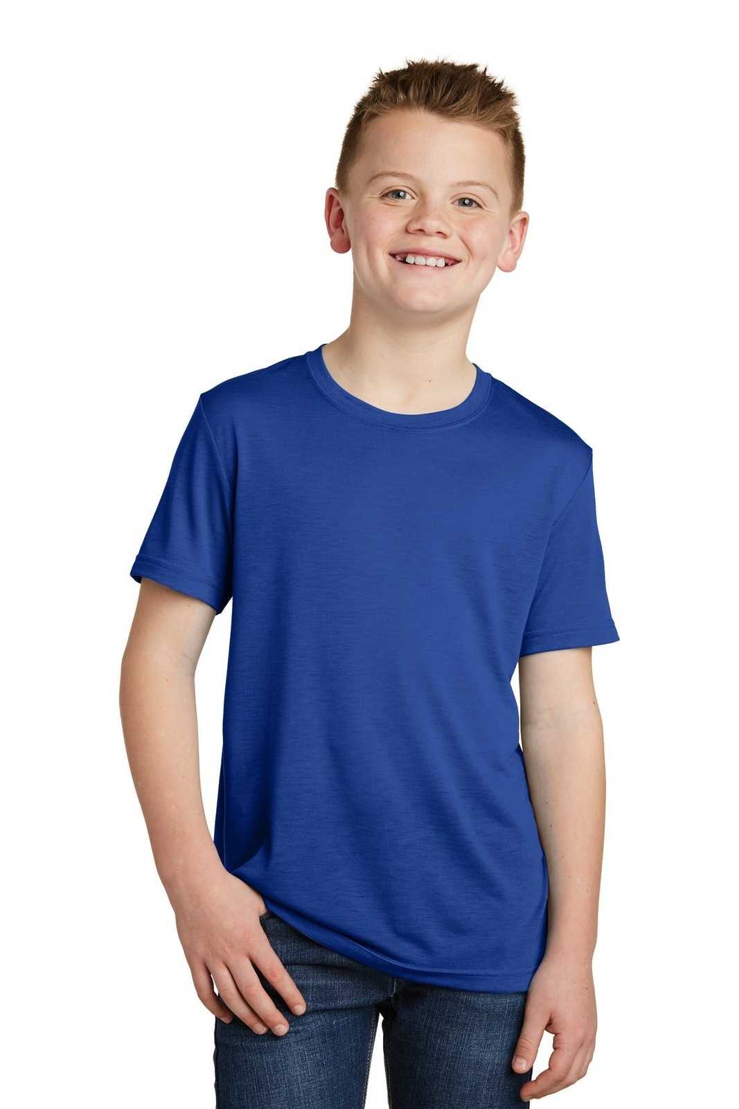Sport-Tek YST450 Youth PosiCharge Competitor Cotton Touch Tee - True Royal - HIT a Double - 1