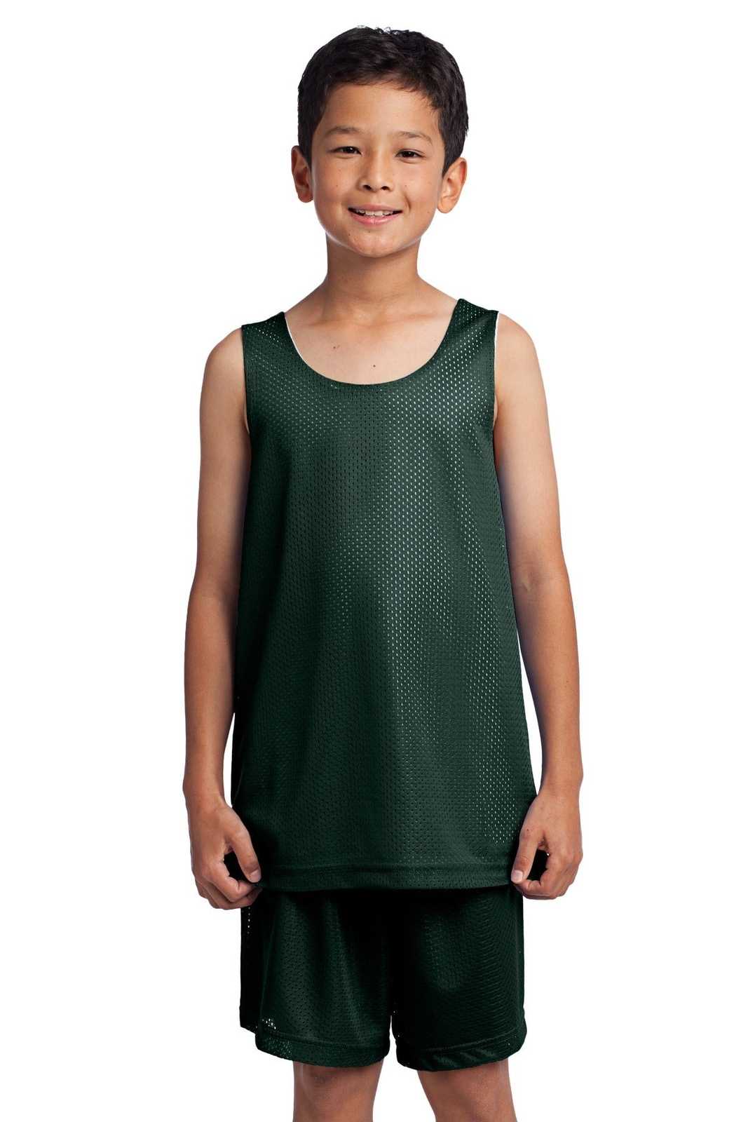 Sport-Tek YST500 Youth PosiCharge Classic Mesh Reversible Tank - Forest Green - HIT a Double - 1
