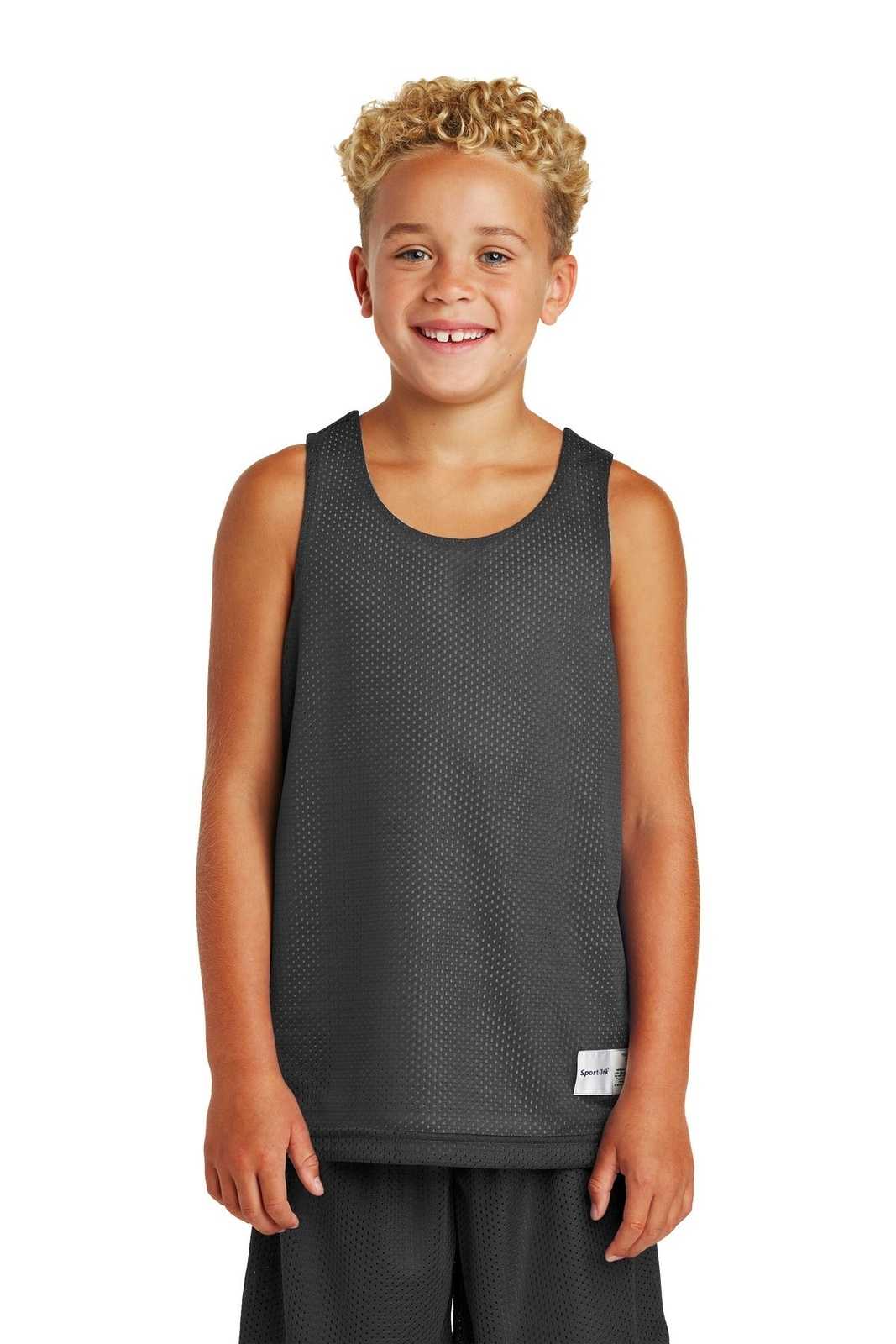 Sport-Tek YST500 Youth PosiCharge Classic Mesh Reversible Tank - Iron Gray White - HIT a Double - 1