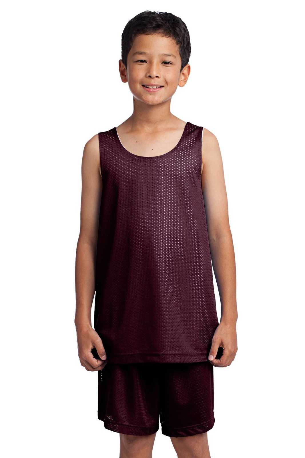 Sport-Tek YST500 Youth PosiCharge Classic Mesh Reversible Tank - Maroon - HIT a Double - 1