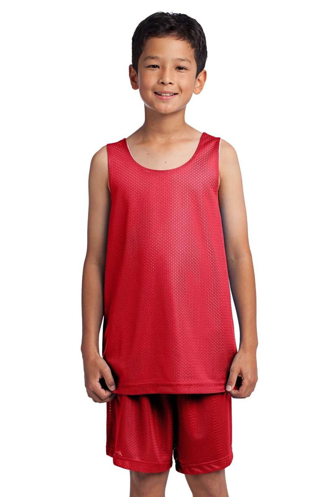 Sport-Tek YST500 Youth PosiCharge Classic Mesh Reversible Tank - True Red - HIT a Double - 1