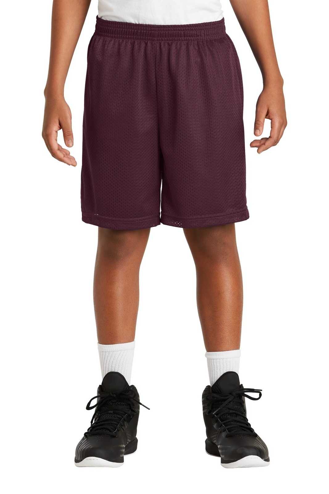 Sport-Tek YST510 Youth PosiCharge Classic Mesh Short - Maroon - HIT a Double - 1