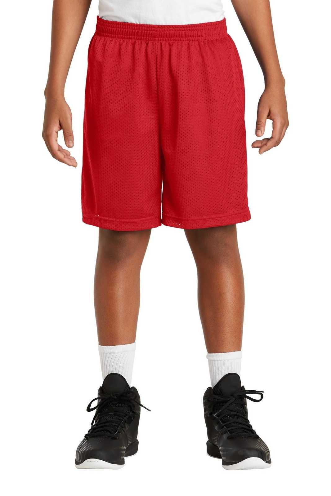 Sport-Tek YST510 Youth PosiCharge Classic Mesh Short - True Red - HIT a Double - 1