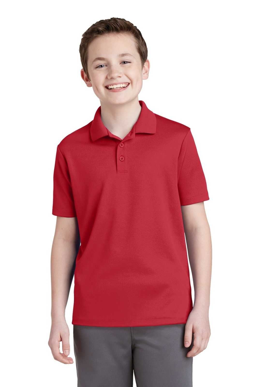 Sport-Tek YST640 Youth PosiCharge RacerMesh Polo - True Red - HIT a Double - 1