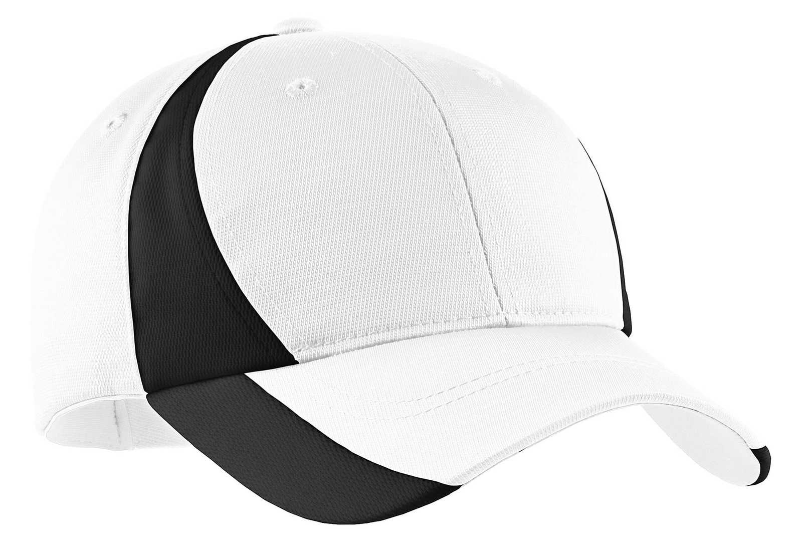Sport-Tek YSTC11 Youth Dry Zone Nylon Colorblock Cap - White Black - HIT a Double - 1