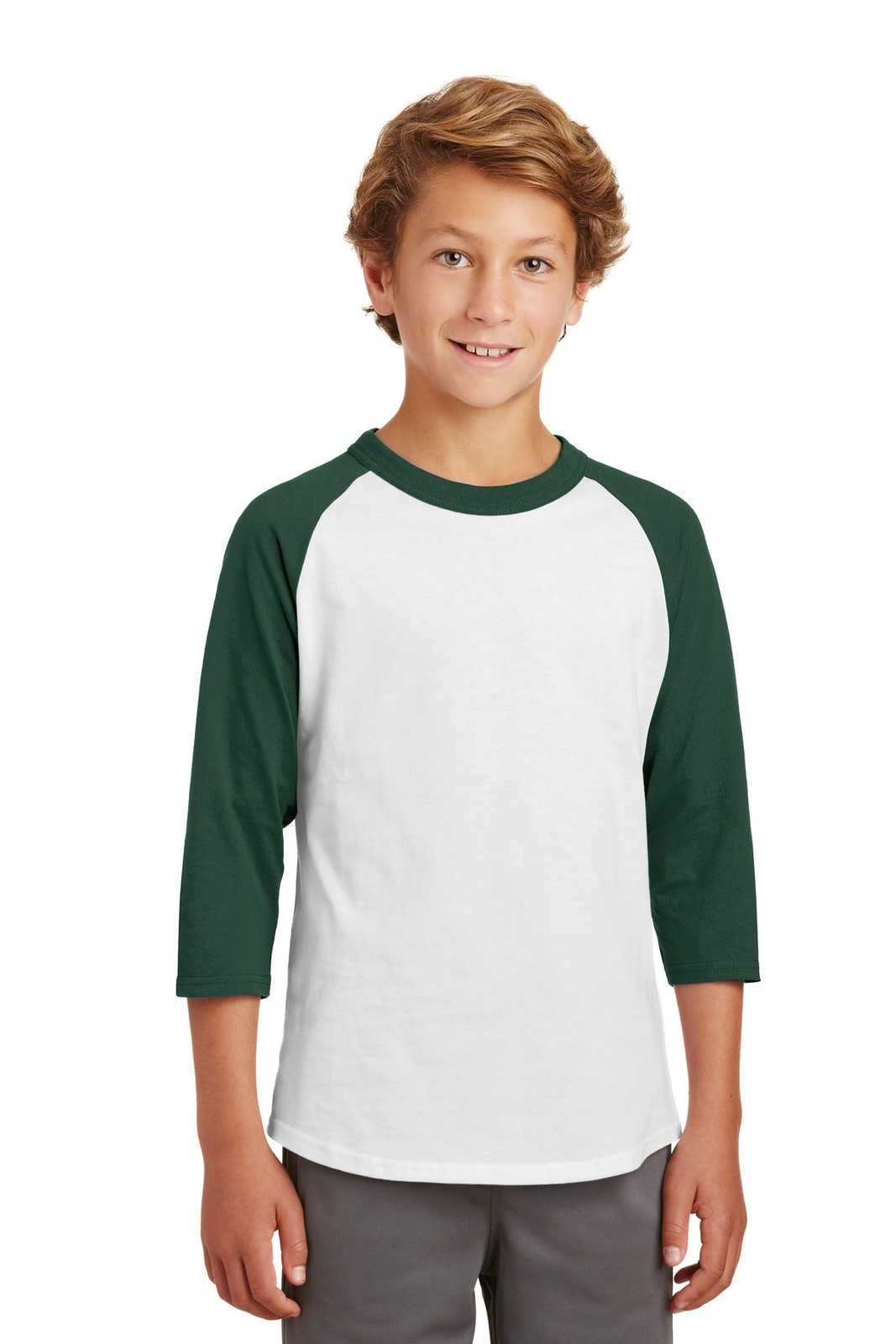 Sport-Tek YT200 Youth Colorblock Raglan Jersey - White Forest - HIT a Double - 1