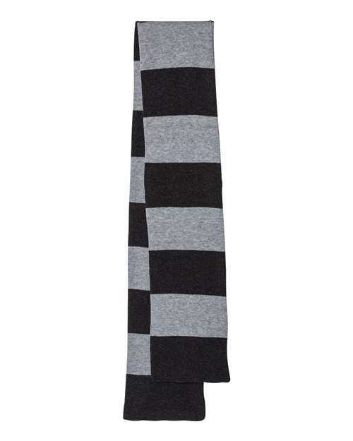Sportsman SP02 Rugby-Striped Knit Scarf - Heather Black Heather Grey - HIT a Double