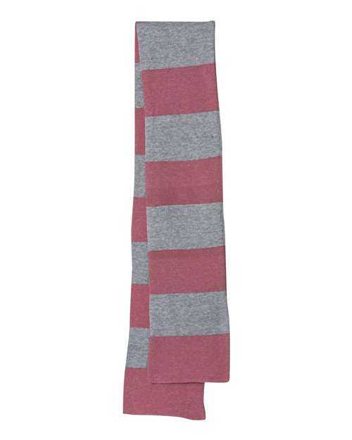 Sportsman SP02 Rugby-Striped Knit Scarf - Heather Cardinal Heather Grey - HIT a Double