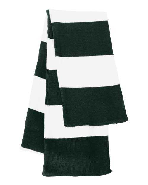 Sportsman SP02 Rugby-Striped Knit Scarf - Forest White - HIT a Double