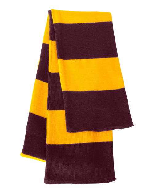 Sportsman SP02 Rugby-Striped Knit Scarf - Maroon Gold - HIT a Double