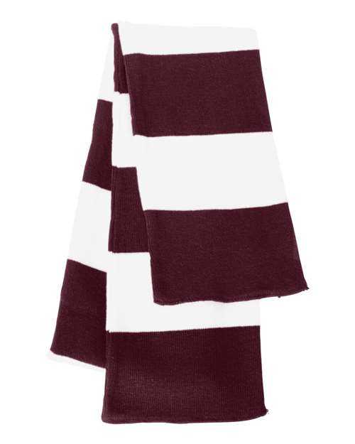 Sportsman SP02 Rugby-Striped Knit Scarf - Maroon White - HIT a Double