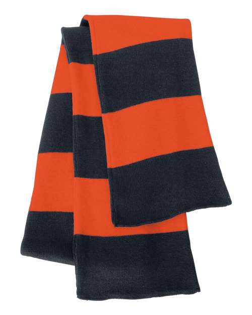 Sportsman SP02 Rugby-Striped Knit Scarf - Navy Orange - HIT a Double