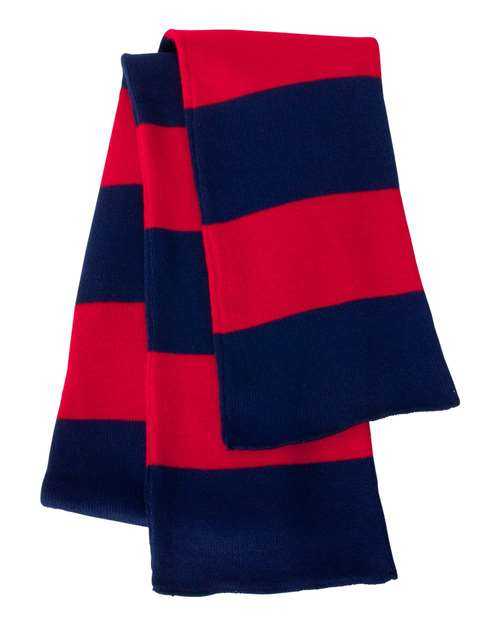 Sportsman SP02 Rugby-Striped Knit Scarf - Navy Red - HIT a Double