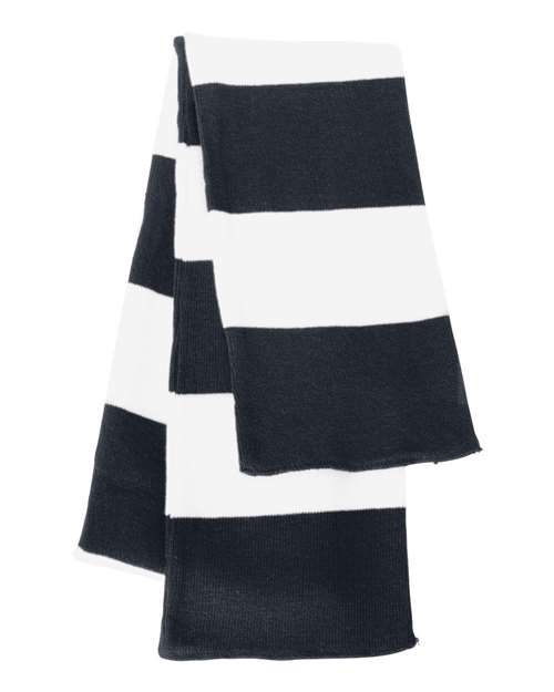 Sportsman SP02 Rugby-Striped Knit Scarf - Navy White - HIT a Double
