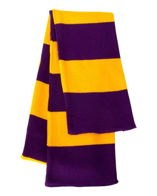 Sportsman SP02 Rugby-Striped Knit Scarf - Purple Gold - HIT a Double