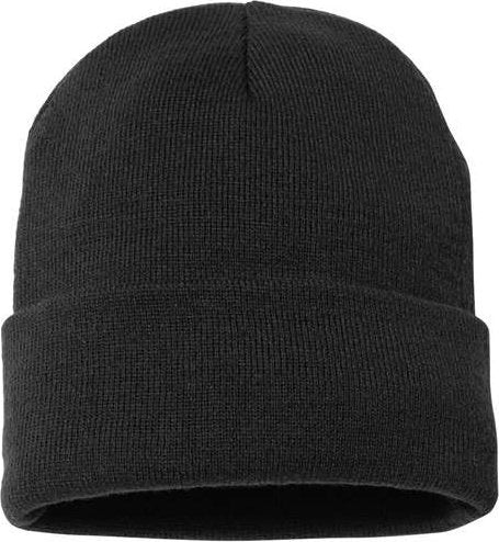 Sportsman SP12JL Jersey Lined 12&quot; Cuffed Beanie - Black - HIT a Double