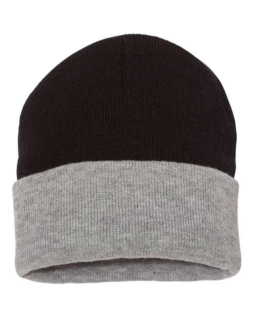 Sportsman SP12T Colorblocked 12&quot; Cuffed Beanie - Black Heather - HIT a Double