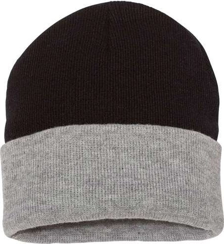 Sportsman SP12T Colorblocked 12&quot; Cuffed Beanie - Black Heather - HIT a Double