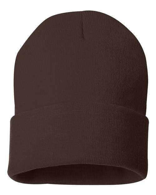Sportsman SP12 Solid 12&quot; Cuffed Beanie - Brown - HIT a Double