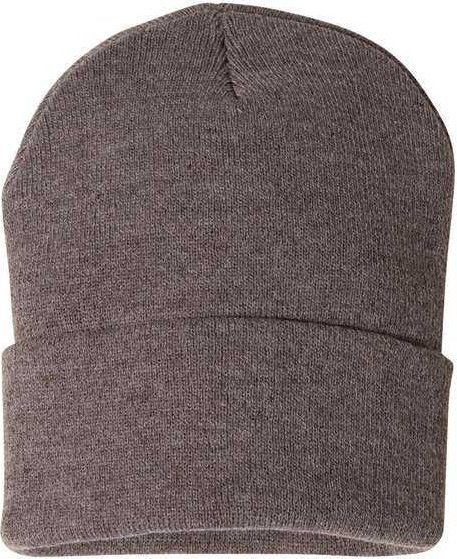 Sportsman SP12 Solid 12&quot; Cuffed Beanie - Heather Brown - HIT a Double