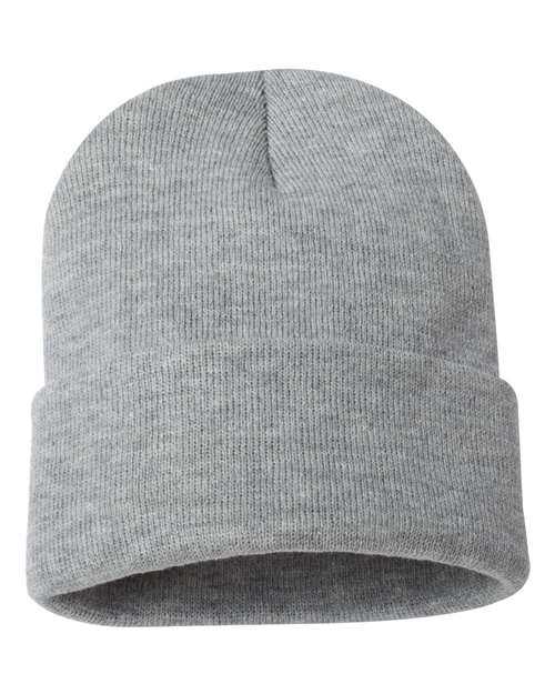 Sportsman SP12 Solid 12&quot; Cuffed Beanie - Heather Grey - HIT a Double