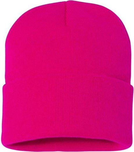 Sportsman SP12 Solid 12&quot; Cuffed Beanie - Neon Fuchsia - HIT a Double