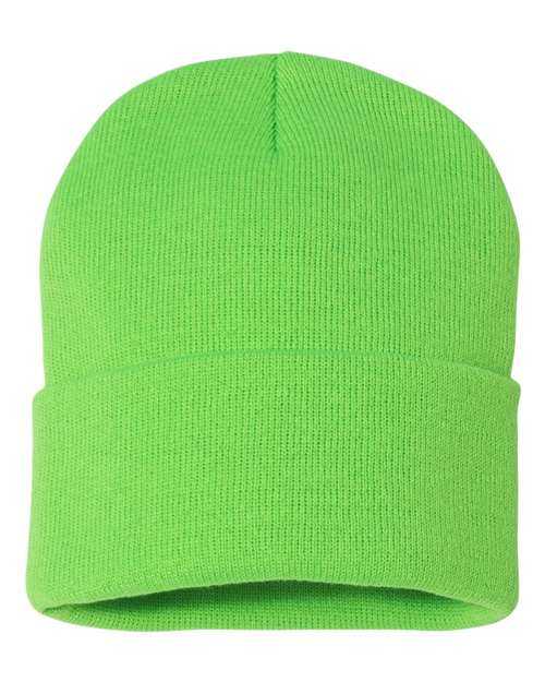 Sportsman SP12 Solid 12&quot; Cuffed Beanie - Neon Green - HIT a Double
