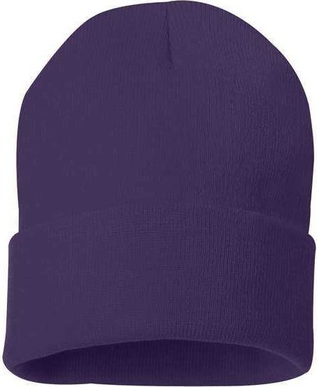 Sportsman SP12 Solid 12&quot; Cuffed Beanie - Purple - HIT a Double