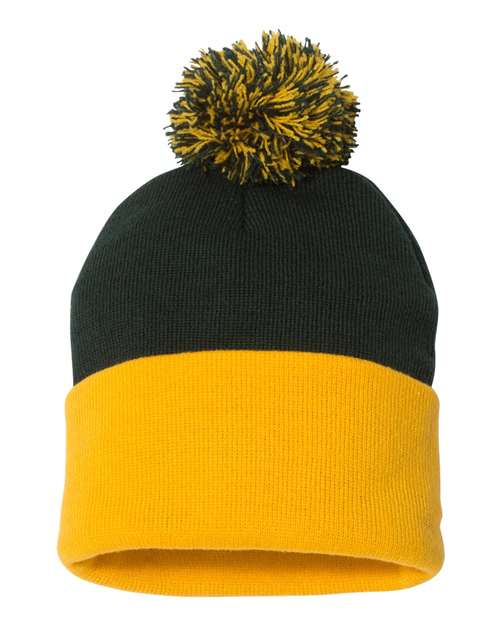 Sportsman SP15 Pom-Pom 12&quot; Knit Beanie - Forest Gold - HIT a Double