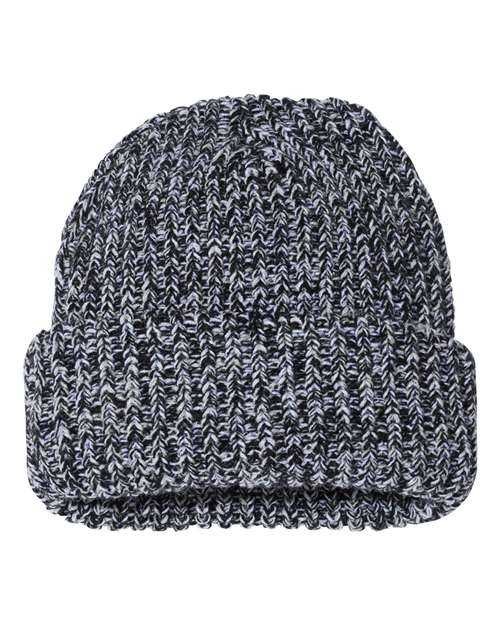 Sportsman SP90 12&quot; Chunky Knit Cuffed Beanie - Black Natural - HIT a Double