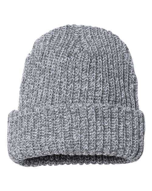 Sportsman SP90 12&quot; Chunky Knit Cuffed Beanie - Grey White Speckled - HIT a Double