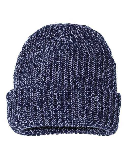 Sportsman SP90 12&quot; Chunky Knit Cuffed Beanie - Navy White - HIT a Double