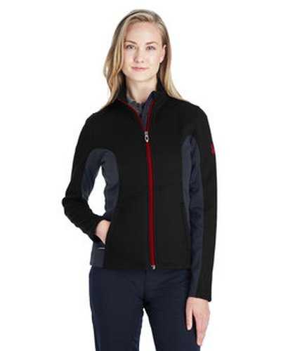 Spyder 187335 Ladies&#39; Constant Full-Zip Sweater Fleece Jacket - Black Plr Red - HIT a Double
