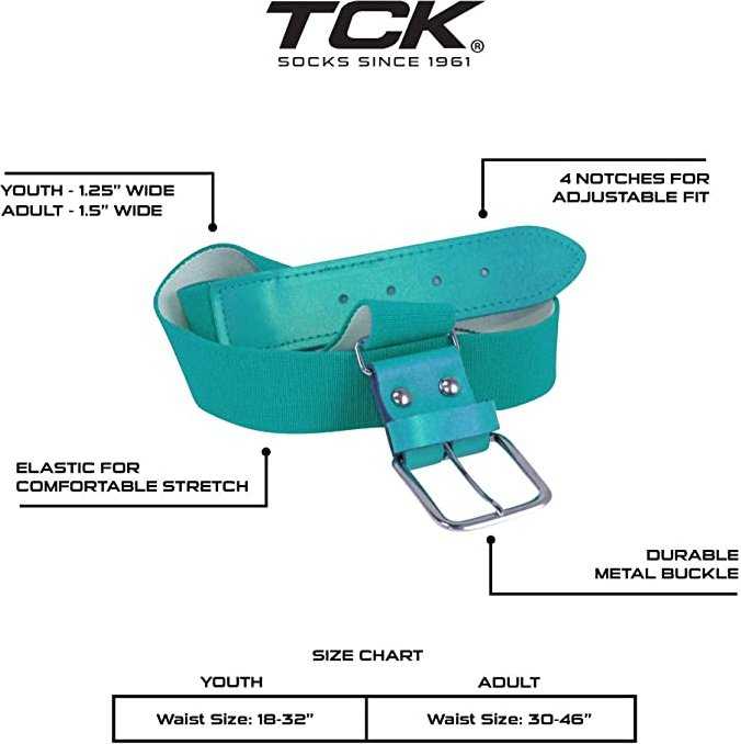 TCK (Twin City Kniting) Adjustable Elastic Baseball Belts - Teal - HIT A Double
