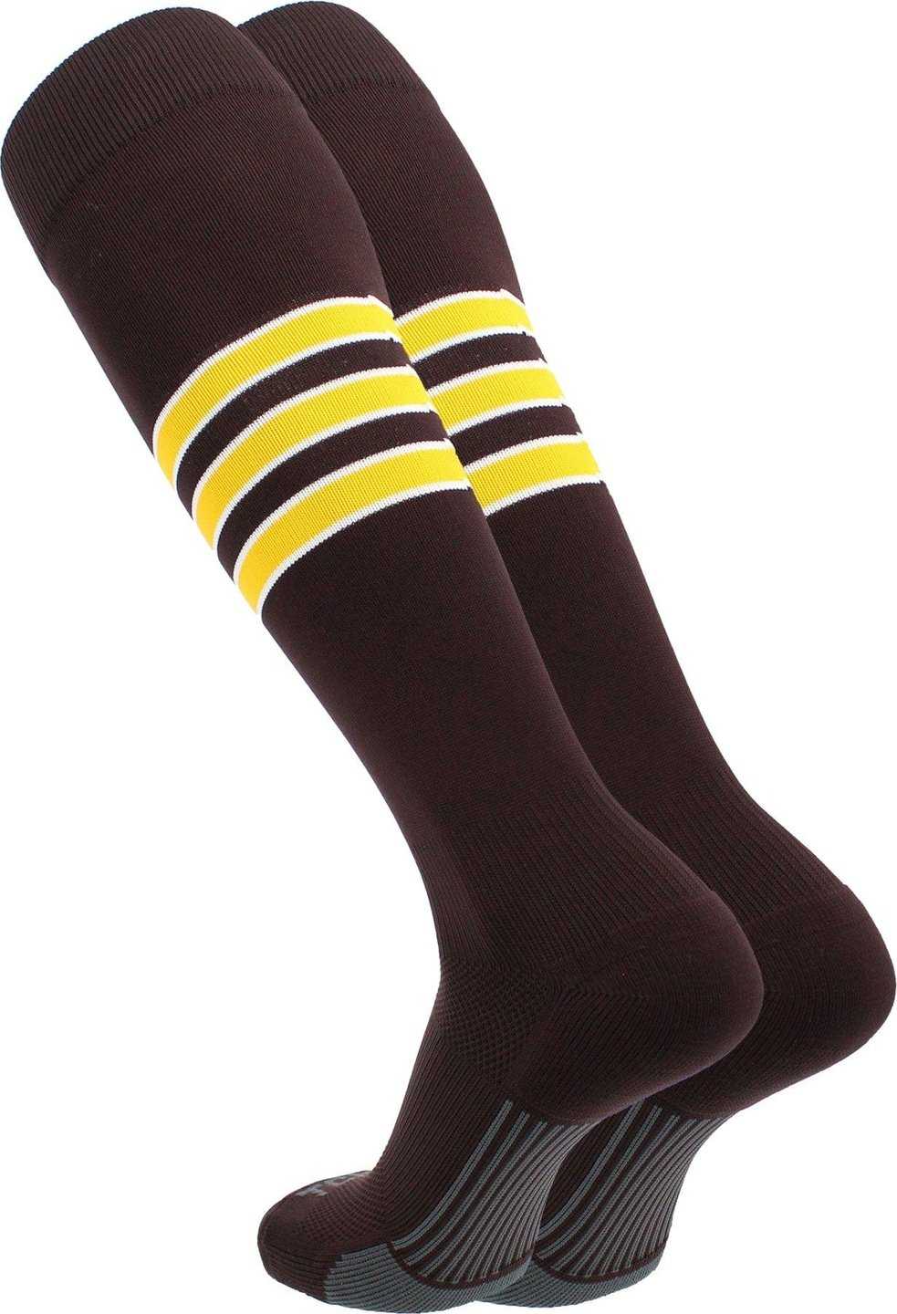 TCK Dugout Knee High Socks - Brown White Gold - HIT a Double - 1