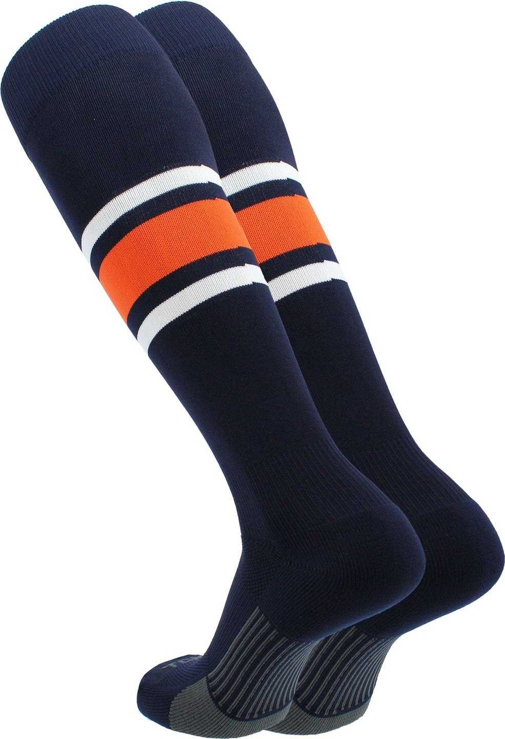TCK Dugout Knee High Socks - Navy White Orange - HIT a Double - 1