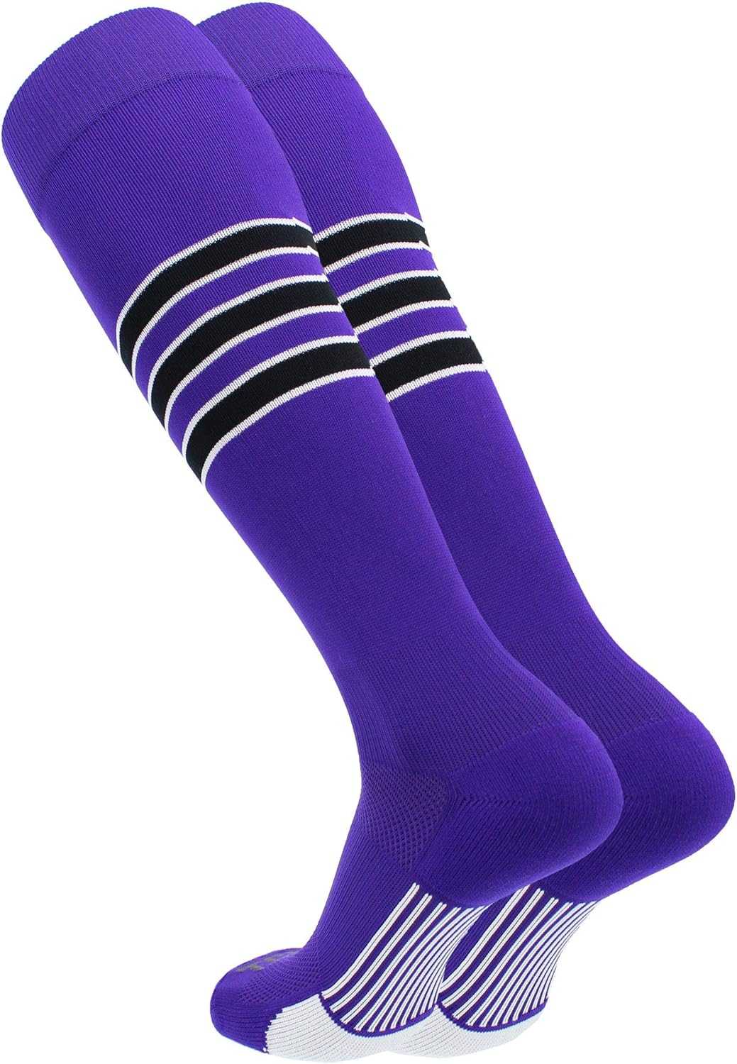 TCK Dugout Knee High Socks - Purple White Black - HIT a Double - 1