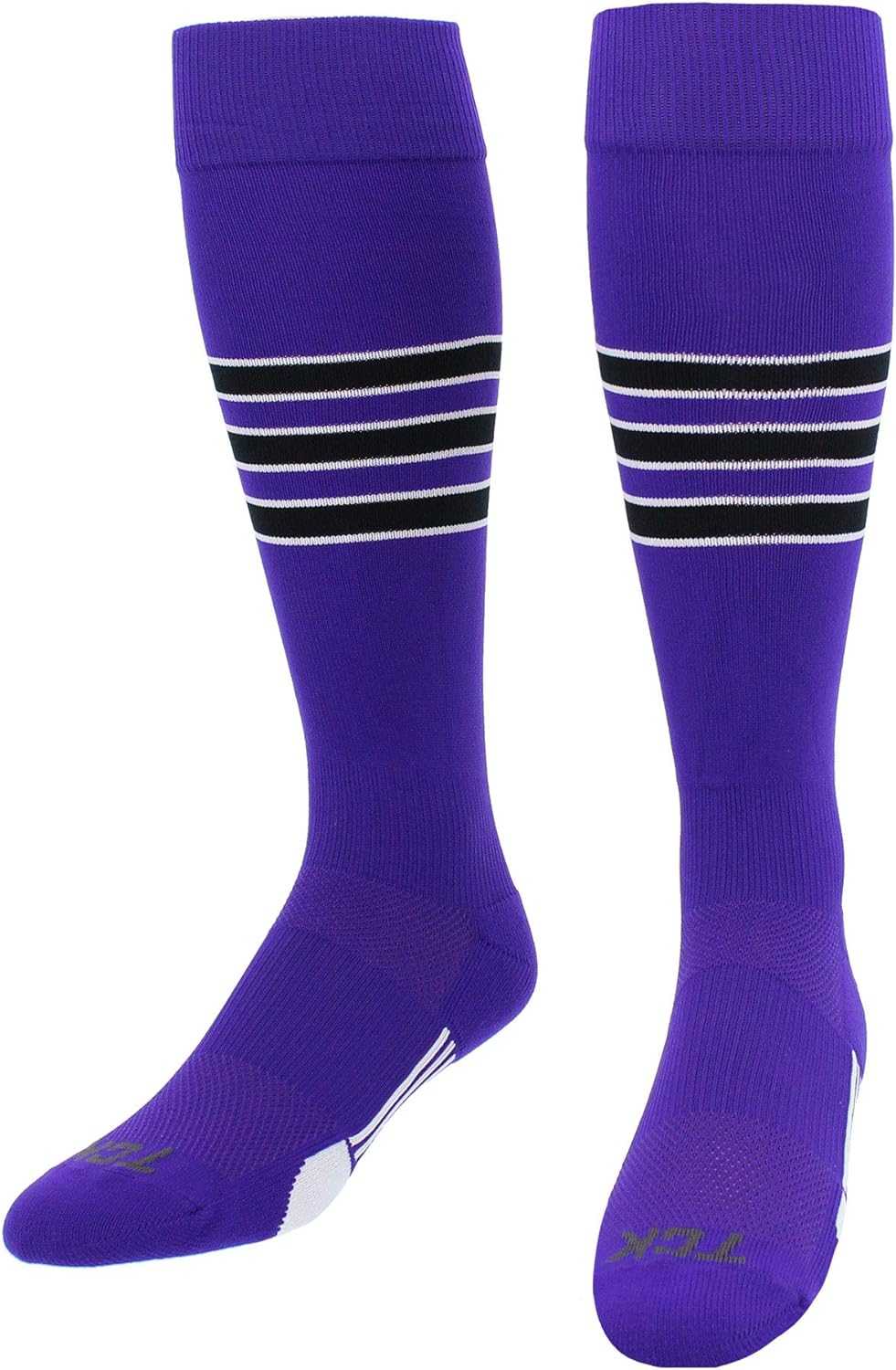 TCK Dugout Knee High Socks - Purple White Black - HIT a Double - 1