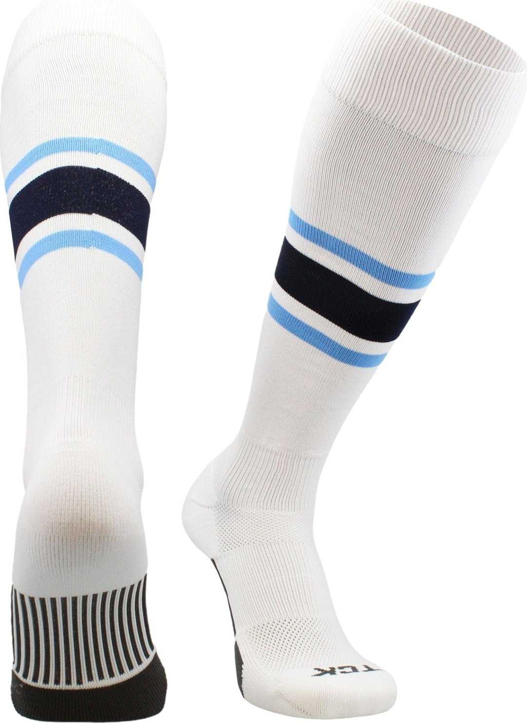 TCK Dugout Knee High Socks - White Columbia Blue Navy - HIT a Double - 2