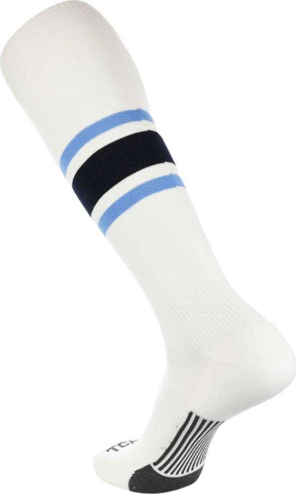 TCK Dugout Knee High Socks - White Columbia Blue Navy - HIT a Double - 1